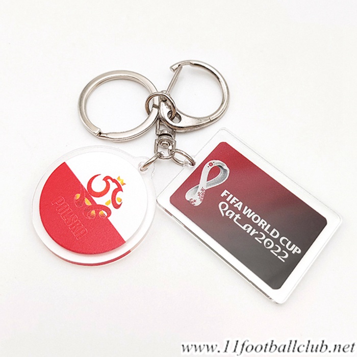 Nouvelle Porte-clés Coupe Du Monde 2022 Pologne Blanc/Rouge