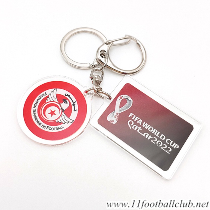 Nouvelle Porte-clés Coupe Du Monde 2022 Tunisie Rouge/Blanc