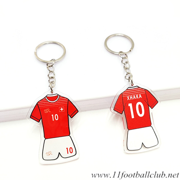 Nouveau Porte-clés Coupe Du Monde 2022 Suisse (XHAKA) Rouge