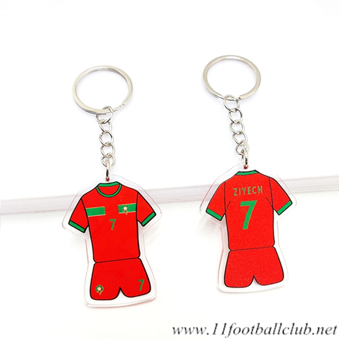 Nouveau Porte-clés Coupe Du Monde 2022 Maroc (ZIYECH) Rouge