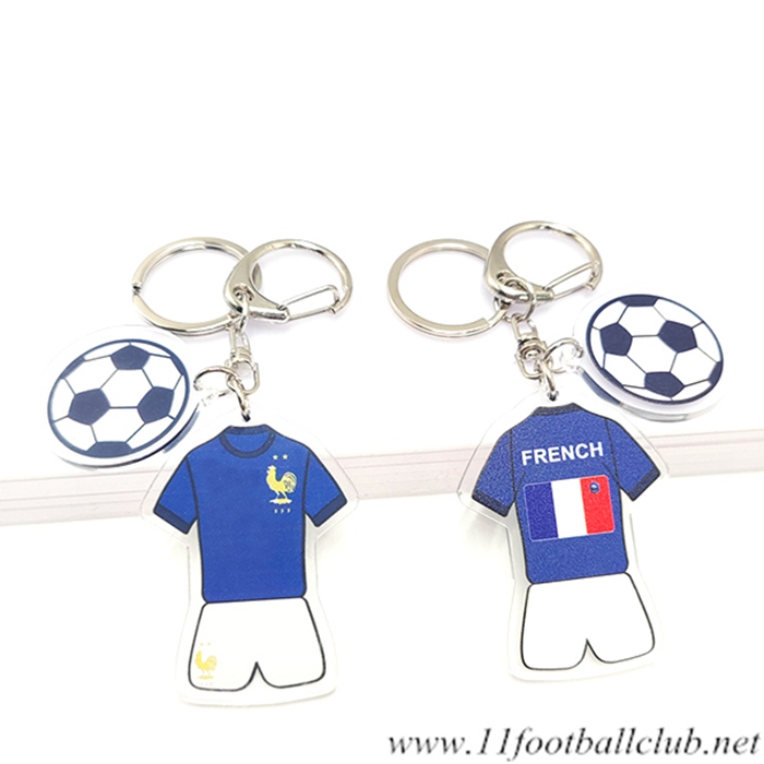 Nouveau Porte-clés Foot Coupe Du Monde 2022 France Bleu