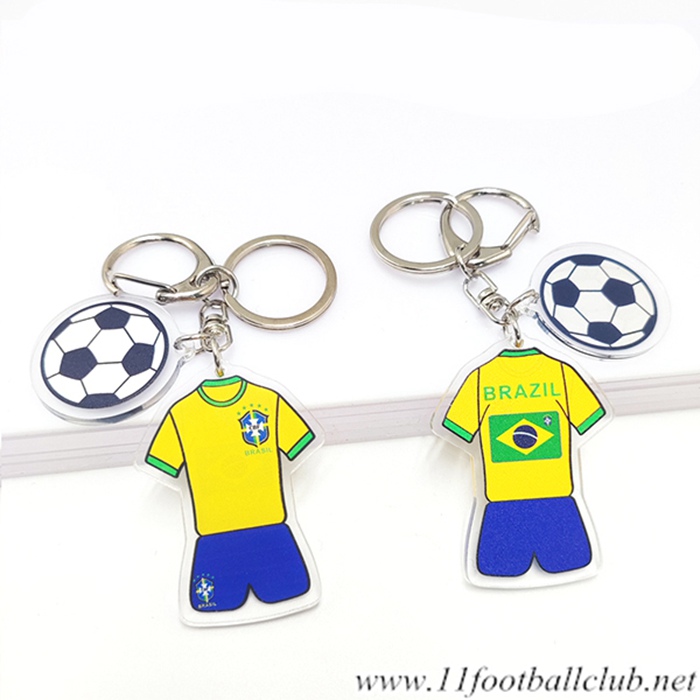 Nouveau Porte-clés Foot Coupe Du Monde 2022 Bresil Jaune