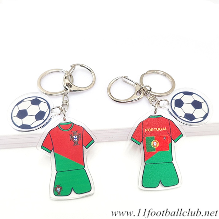 Nouveau Porte-clés Foot Coupe Du Monde 2022 Portugal Rouge/Vert