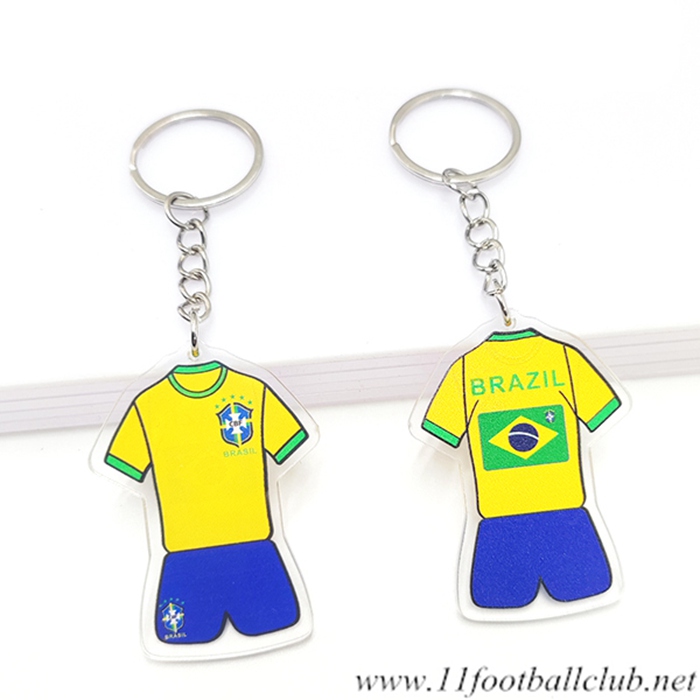 Nouveau Porte-clés Coupe Du Monde 2022 Bresil Jaune