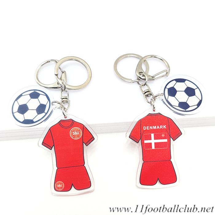 Nouveau Porte-clés Foot Coupe Du Monde 2022 Danemark Rouge
