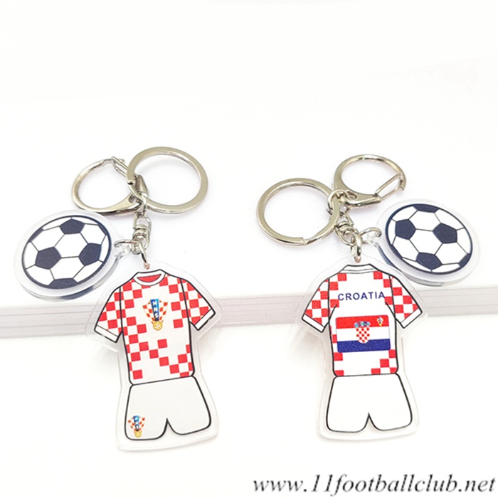 Nouveau Porte-clés Foot Coupe Du Monde 2022 Croatie Blanc/Rouge