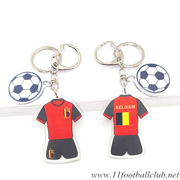Nouveau Porte-clés Foot Coupe Du Monde 2022 Belgique Rouge/Noir
