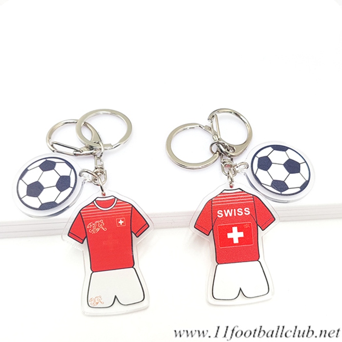 Nouveau Porte-clés Foot Coupe Du Monde 2022 Suisse Rouge