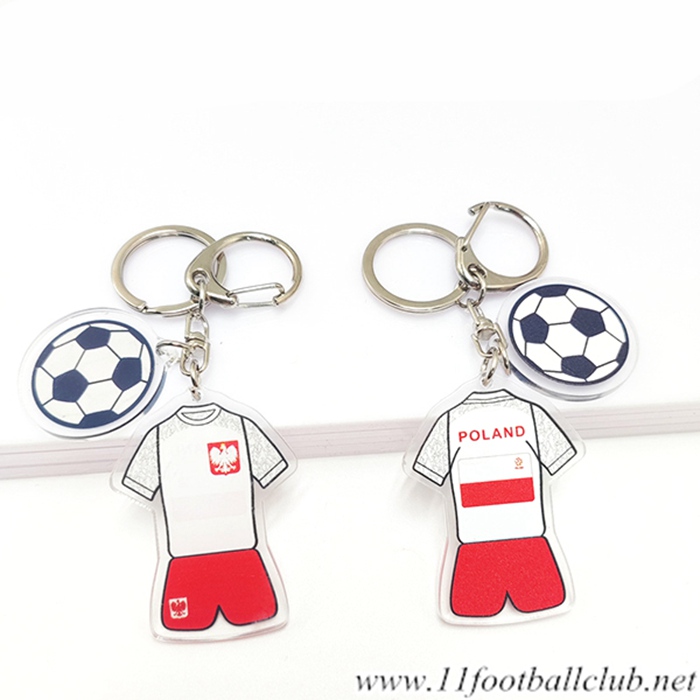 Nouveau Porte-clés Foot Coupe Du Monde 2022 Pologne Rouge/Blanc
