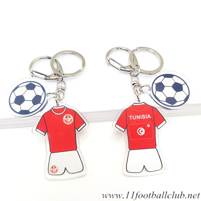 Nouveau Porte-clés Foot Coupe Du Monde 2022 Tunisie Rouge