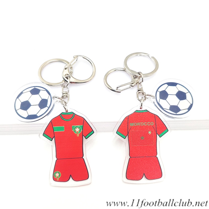 Nouveau Porte-clés Foot Coupe Du Monde 2022 Maroc Rouge