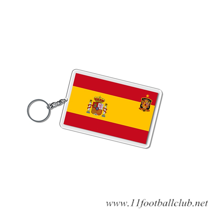 Nouveau Porte-clés Carré Coupe Du Monde 2022 Espagne Jaune/Rouge