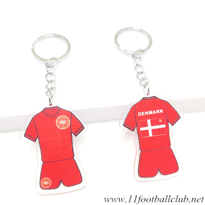 Nouveau Porte-clés Coupe Du Monde 2022 Danemark Rouge