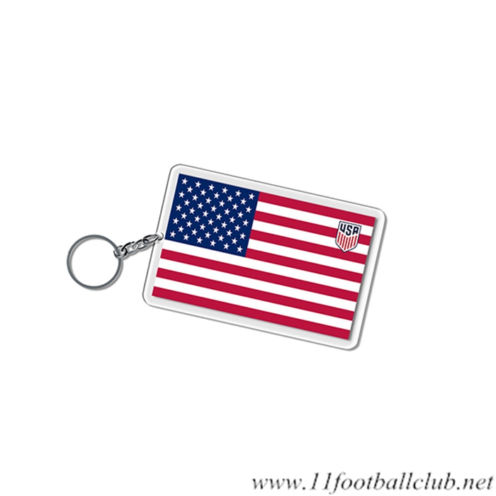 Nouveau Porte-clés Carré Coupe Du Monde 2022 Etats-Unis Blanc/Rouge/Bleu