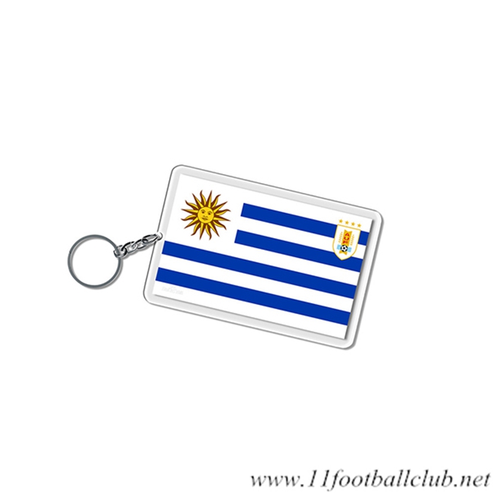 Nouveau Porte-clés Carré Coupe Du Monde 2022 Uruguay Blanc/Bleu