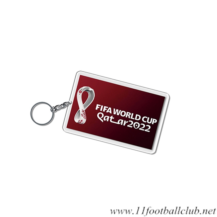 Nouveau Porte-clés Carré Coupe Du Monde 2022 Qatar LOGO Rouge
