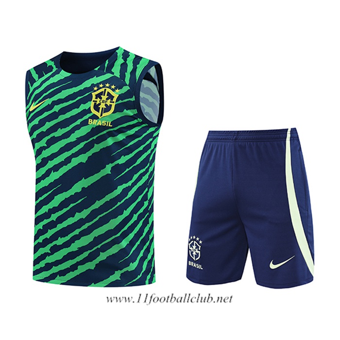 Ensemble Training Debardeur + Shorts Bresil Vert/Bleu 2022/2023