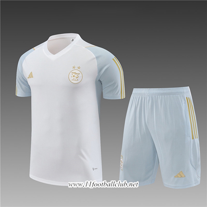 Ensemble Training T-Shirts + Shorts Algérie Enfant Blanc 2023/2024