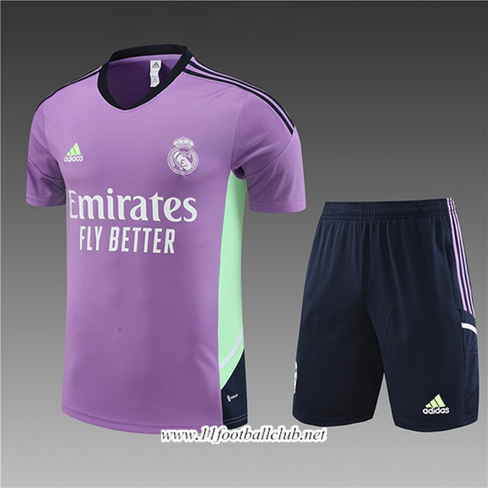 Ensemble Training T-Shirts + Shorts Real Madrid Enfant Pourpre 2023/2024