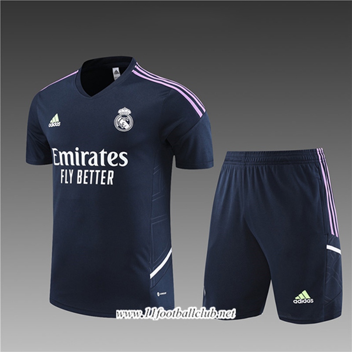Ensemble Training T-Shirts + Shorts Real Madrid Enfant Bleu Marine 2023/2024