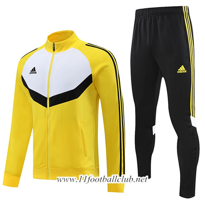 Ensemble Survetement de Foot - Veste Adidas Blanc/Jaune 2023/2024