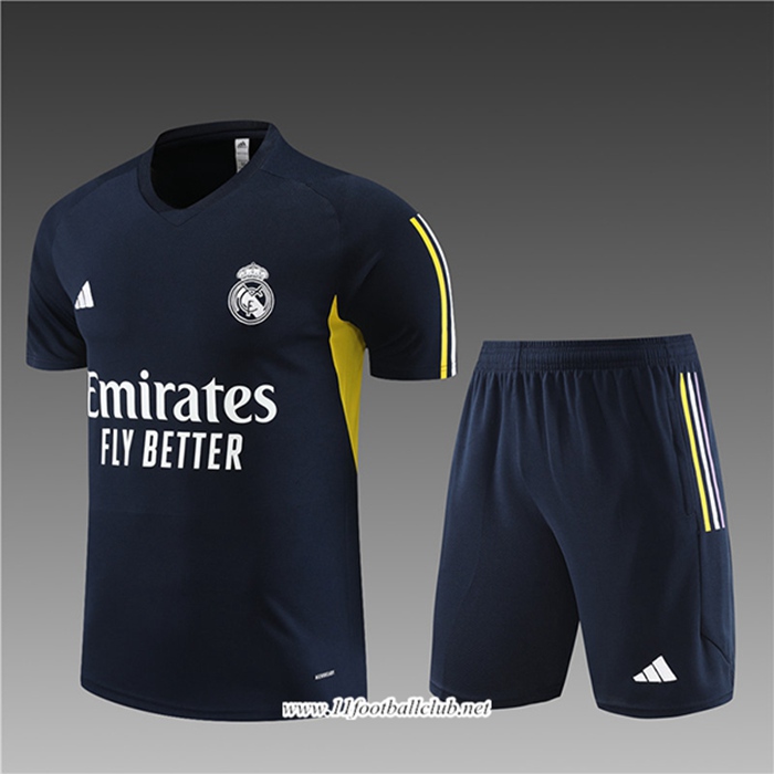 Ensemble Training T-Shirts + Shorts Real Madrid Enfant Bleu Marine 2023/2024
