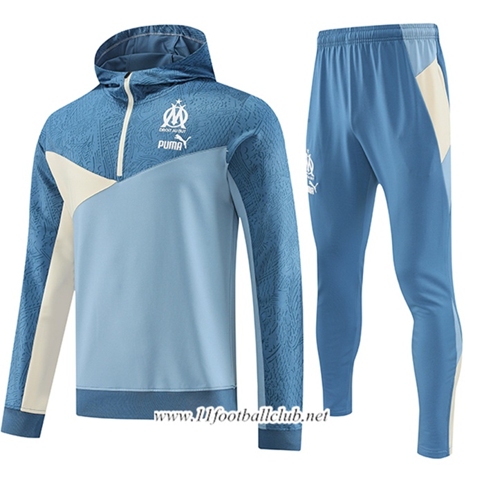 Ensemble Survetement Veste A Capuche Marseille Bleu Clair 2023/2024