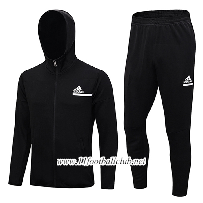 Ensemble Survetement Veste A Capuche Coupe-Vent Adidas Noir 2023/2024