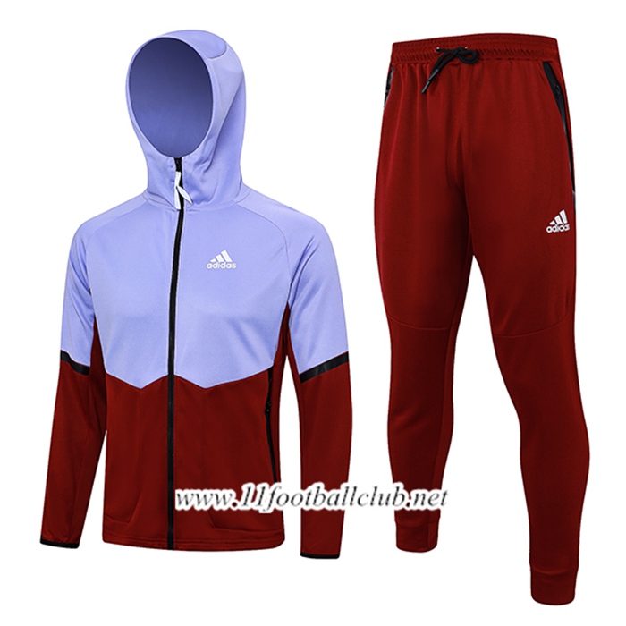 Ensemble Survetement Veste A Capuche Coupe-Vent Adidas Pourpre/Rouge 2023/2024