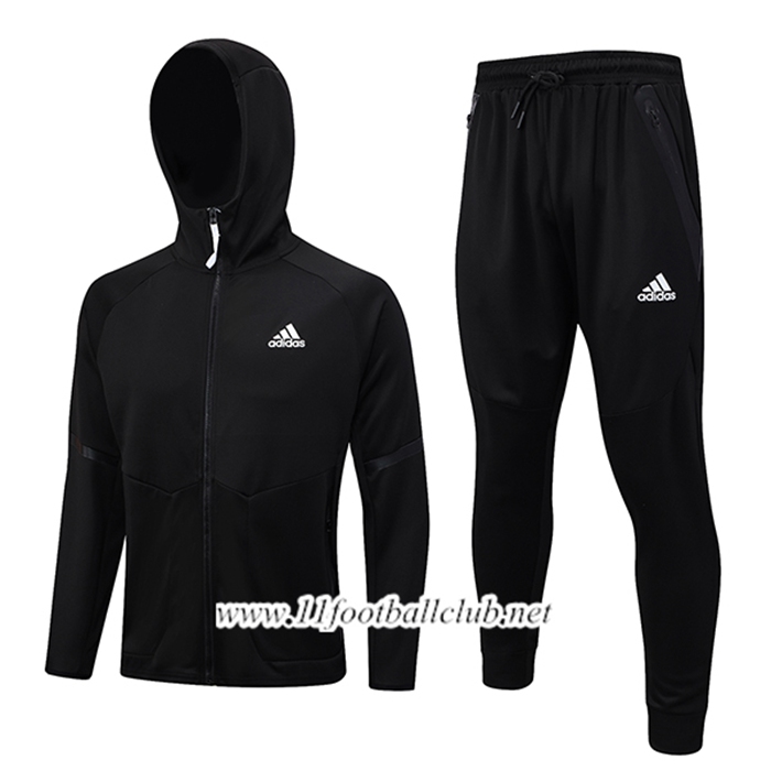Ensemble Survetement Veste A Capuche Coupe-Vent Adidas Noir 2023/2024 -02