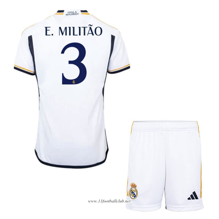 Maillot de Foot Real Madrid (E. MILITÃO #3) Enfants 2023/2024 Domicile