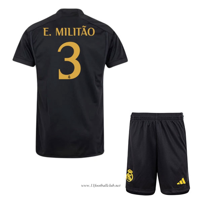 Maillot de Foot Real Madrid (E. MILITÃO #3) Enfants 2023/2024 Third