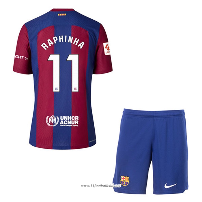 Maillot de Foot Barcelona (RAPHINHA #11) Enfants 2023/2024 Domicile