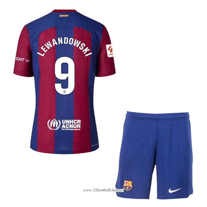 Maillot de Foot Barcelona (LEWANDOWSKI #9) Enfants 2023/2024 Domicile