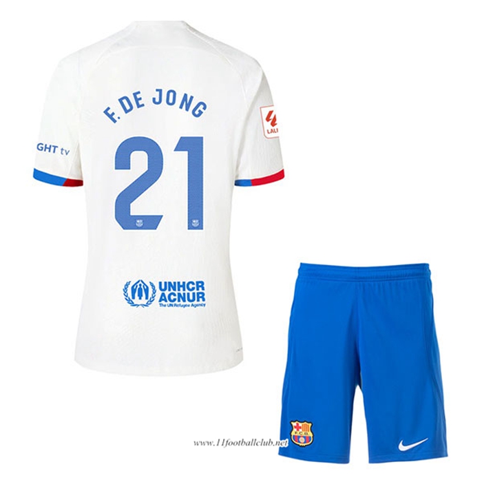 Maillot de Foot Barcelona (F. DE JONG #21) Enfants 2023/2024 Exterieur