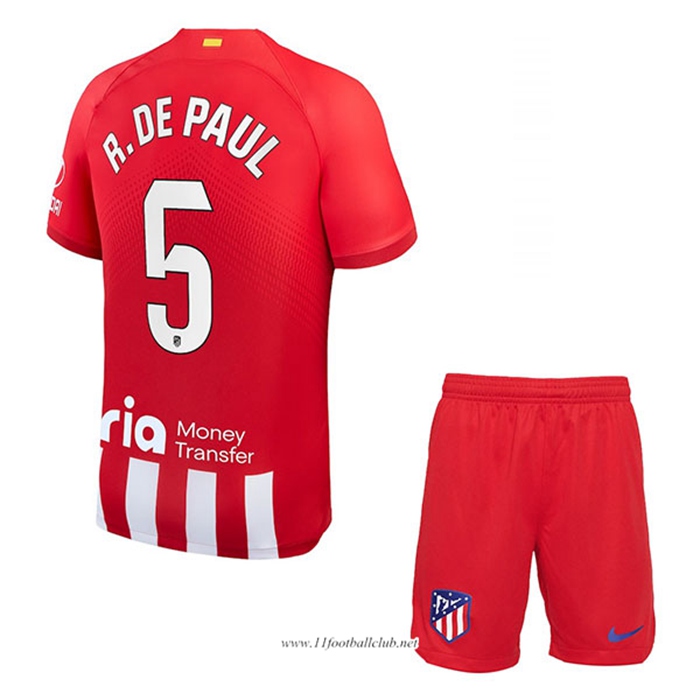 Maillot de Foot Atletico Madrid (R. DE PAUL #5) Enfants 2023/2024 Domicile