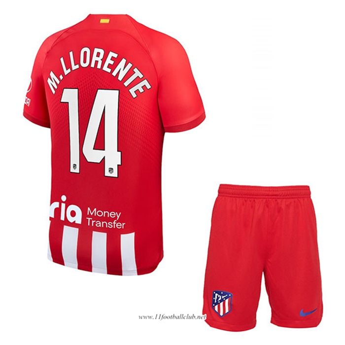 Maillot de Foot Atletico Madrid (M. LLORENTE #14) Enfants 2023/2024 Domicile