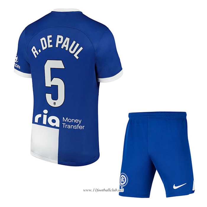 Maillot de Foot Atletico Madrid (R. DE PAUL #5) Enfants 2023/2024 Exterieur
