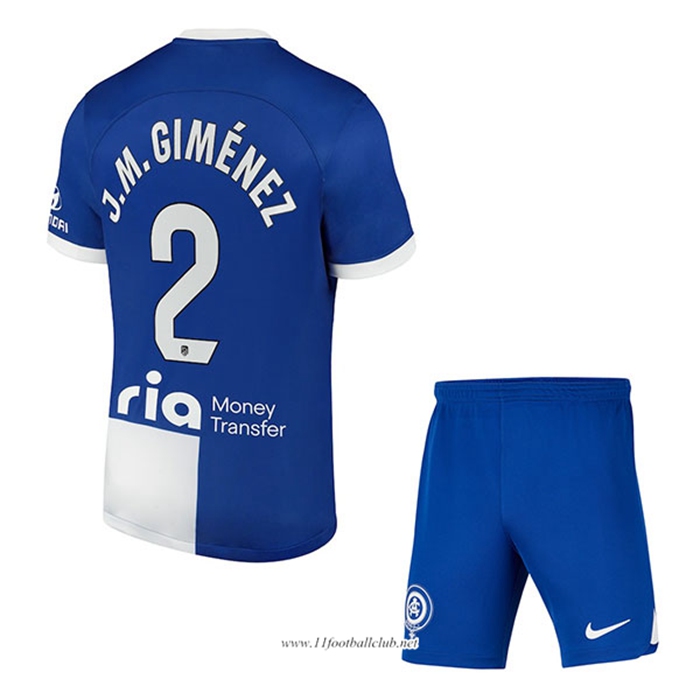 Maillot de Foot Atletico Madrid (J.M. GIMÉNEZ #2) Enfants 2023/2024 Exterieur