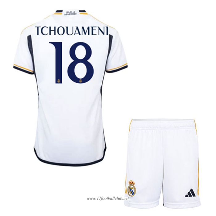 Maillot de Foot Real Madrid (TCHOUAMÉNI #18) Enfants 2023/2024 Domicile