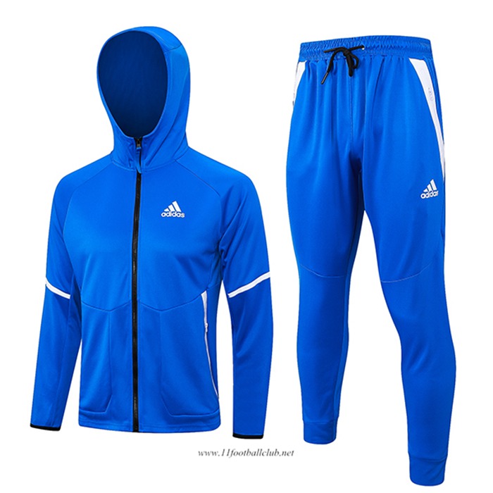 Ensemble Survetement Veste A Capuche Coupe-Vent Adidas Bleu 2023/2024