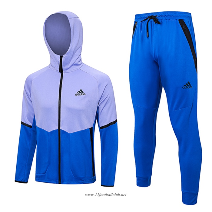 Ensemble Survetement Veste A Capuche Coupe-Vent Adidas Bleu/Pourpre 2023/2024