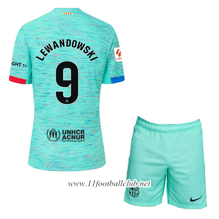 Maillot de Foot Barcelona (LEWANDOWSKI #9) Enfants 2023/2024 Third