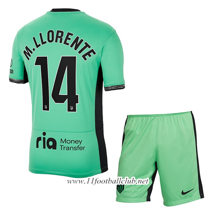 Maillot de Foot Atletico Madrid (M. LLORENTE #14) Enfants 2023/2024 Third