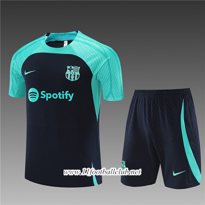 Ensemble Training T-Shirts + Shorts FC Barcelone Enfant Bleu Marine 2023/2024 -02
