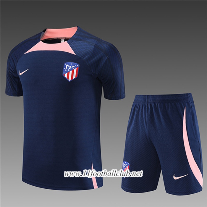 Ensemble Training T-Shirts + Shorts Atletico Madrid Enfant Bleu Marine 2023/2024