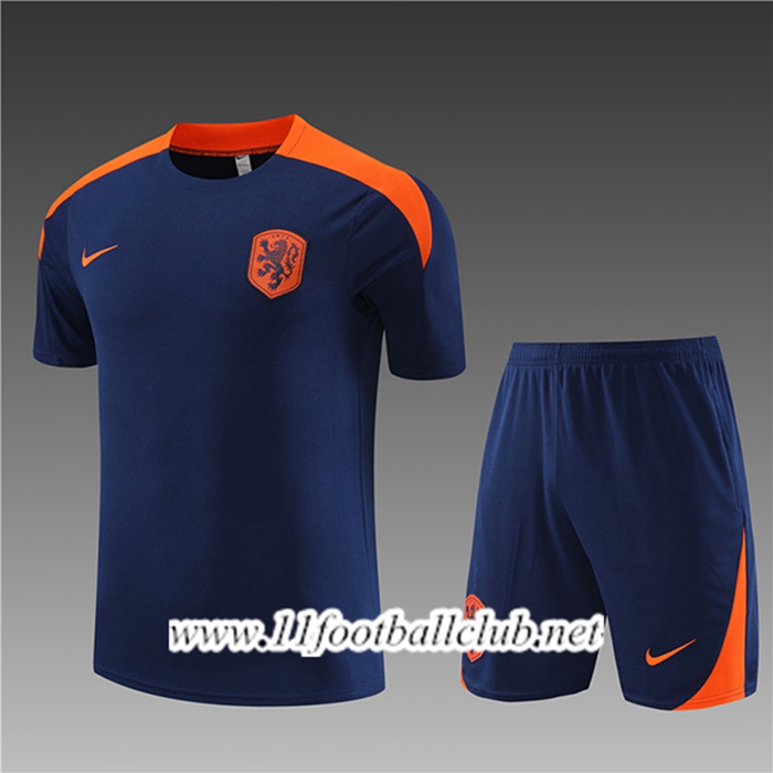 Ensemble Training T-Shirts + Shorts Pays-Bas Enfant Bleu Marine 2023/2024