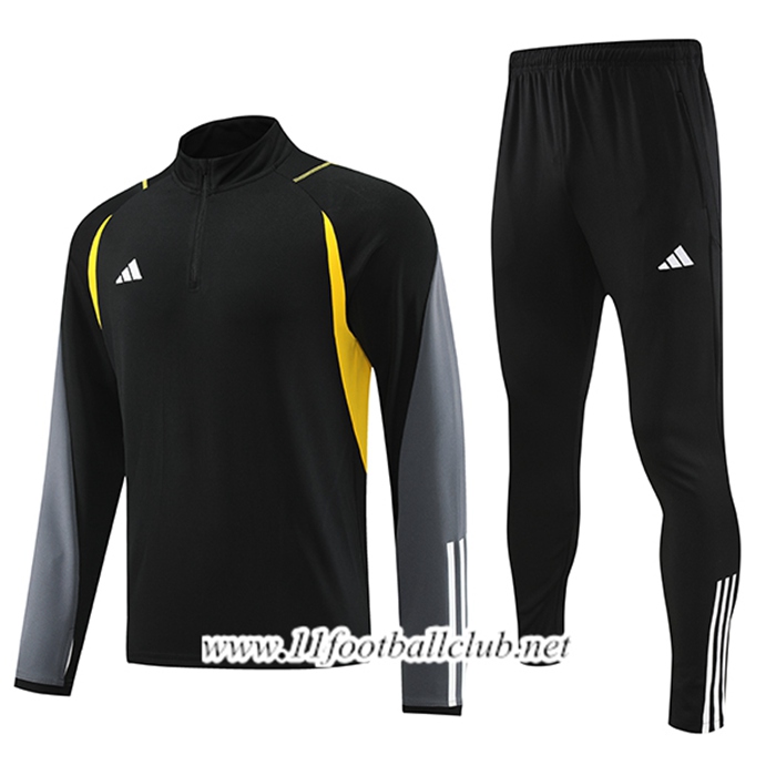 Ensemble Survetement de Foot Adidas Noir/Gris/Jaune 2023/2024