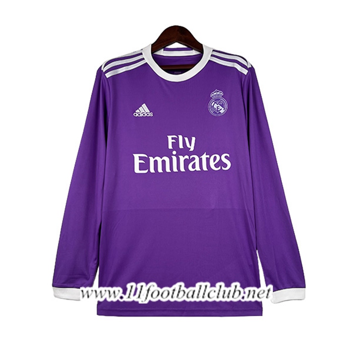 Maillot de Foot Real Madrid Retro Exterieur Manches Longues 2016/2017