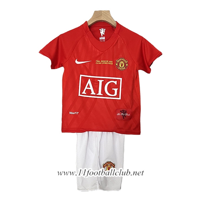 Maillot de Foot Manchester United Retro Enfant Domicile 2007/2008